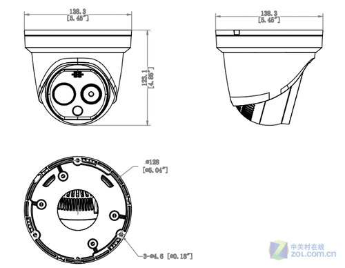 海康威视专业型智能人体双摄像头测温半球