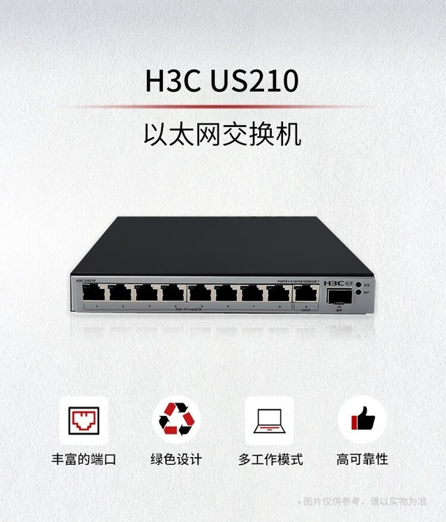 396Gbps大交换容量!H3C US210-24G4MF二层Web网管交换机南京途天科技特价
