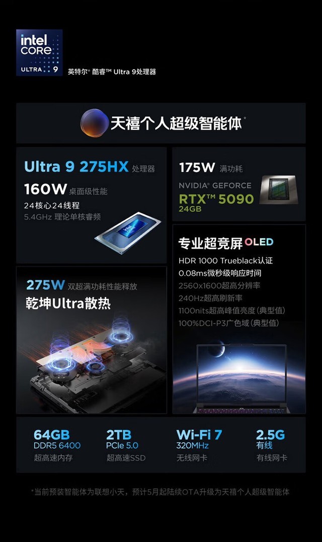 ����������Y9000P 2025�����(Ultra9/RTX5090)�ɶ�29499Ԫ 