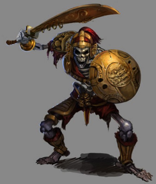 骷髅兵-副本怪物 骷髅并不可怕,可怕的是它身披铠甲,手拿盾牌和大刀